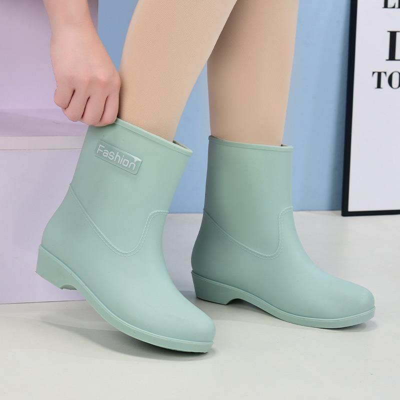 Fashion Medium Tube Non-slip Waterproof Shoes Rain Shoes Rain Boots Water Boots Thermal Cover Shoes Female Adult Long Tube