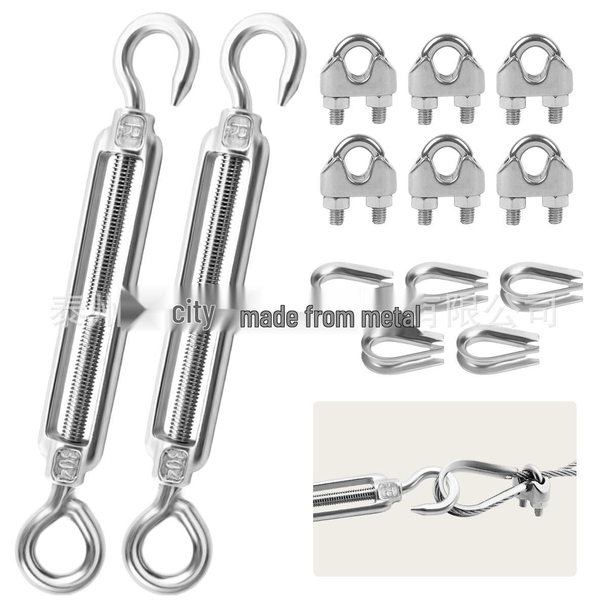 304 Stainless Steel 8-Shape Tensioner Double Clamp Wire Rope Set