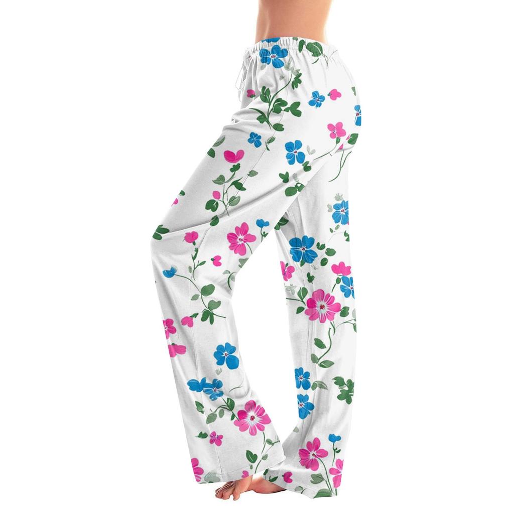 Damenmode Lockere, lässige Freizeithose mit Blumenmuster