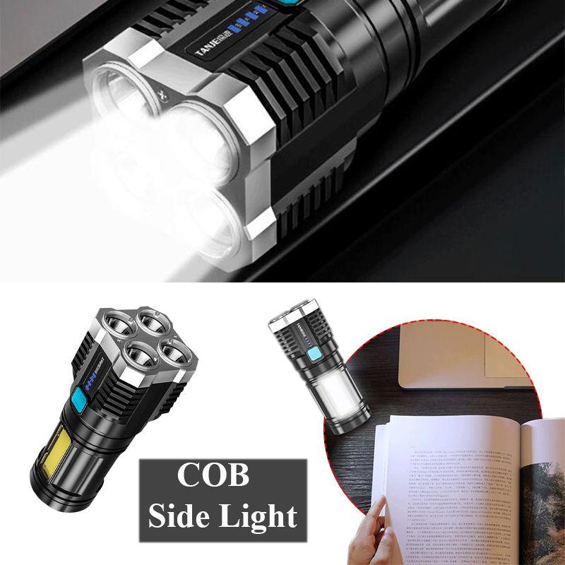 Torch Bright Super Led Flashlight Usb Rechargeable Hiking Camping Tactical Lamp
