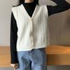 Women's Korean Style Loose Sleeveless Knitted Sweater Cardigan Vest Preppy Style Knitwear Cardigan Outerwear