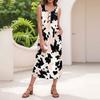 Women's Summer Casual Fashion Floral Print Sleeveless Button Casual Long Dress