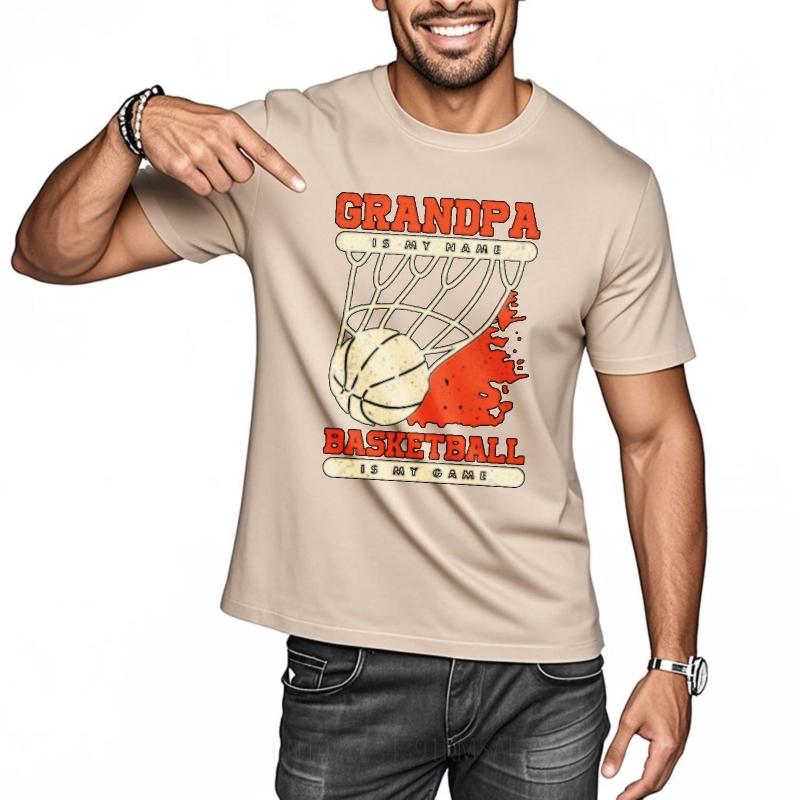 Solid Color Unisex Round Neck T Shirt Unisex Grandpa Is My Name Basketball Is My Game Trendy Unisex Teeshirt Quick Dry Shirt