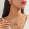 European Enamel Drip Jewelry Set: Rotating Water Drop Necklace & Versatile Earrings for Ladies