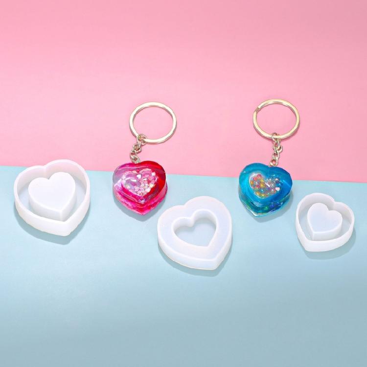Silicone Pendant Molds Earrings Moulds Hollow Heart Shape Jewelry Pendant Moulds Earring Making Mold for Making Earring