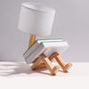 Robotic Table Lamp Wooden Bedside Lamp with Bookcase and  Shade