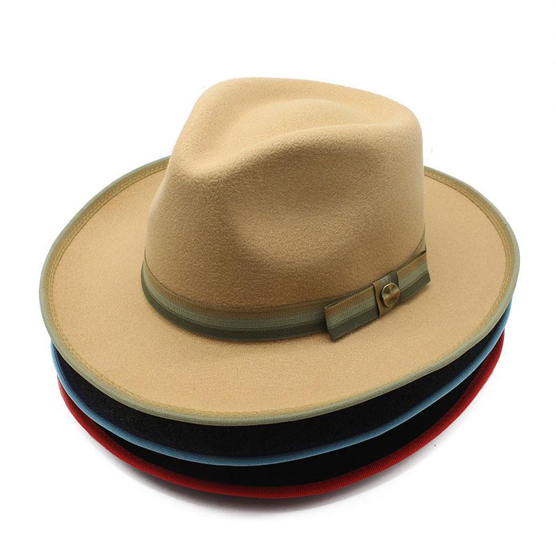 Wool Felt Hat Men'S Trendy Top Hat Classic Gentleman Retro Style Wool Jazz Hat