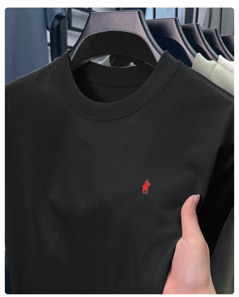 Tricou bărbați din bumbac pur cu mânecă scurtă și gât rotund - Stil casual japonez