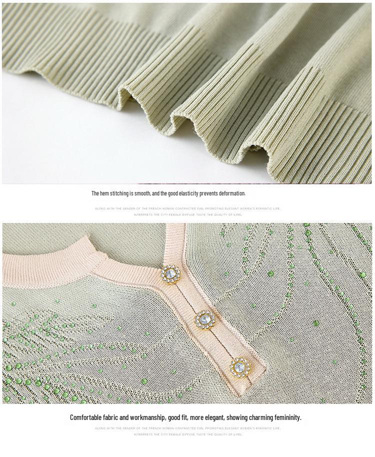 Summer 2026 Ice Silk Knit T-Shirt: Short-Sleeve, Loose Fit for Middle-Aged & Elderly Women