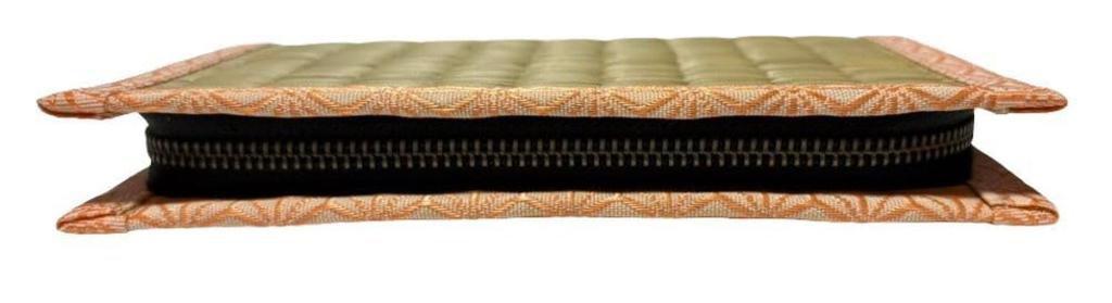 NANANA Long Wallet [Ryukyu Tatami & Hemp Leaf Pattern] [Pink Edge] Fabric Interior, 20cm