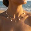 Boho Buntes Muschel Halskette Für Frauen Gold Farbe Seestern Muschel Jakobsmuschel Perlen Anhänger Choker Sommer Strand Urlaub Resort Schmuck