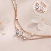 Women Bracelet Double-Layer Cherry Blossom Pendant Bracelet with Rhinestones Inlaid Hollow Design Adjustable Length Bracelet