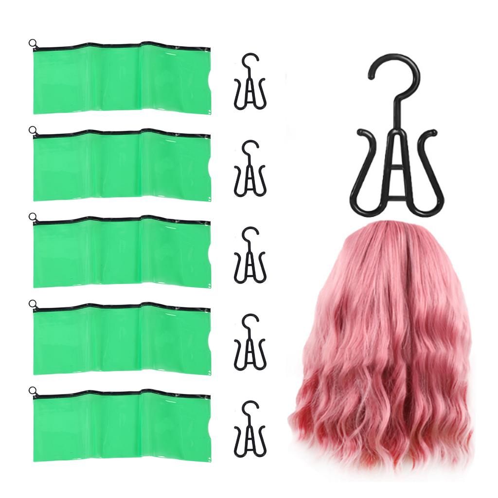 5pcs Wig Storage Bag Transparent PVC Hair Extension Holder With Hangers for Home Large Size