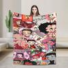 B-Bettys Boops Comfortable Blanket Cartoon Doll Casual Plane Travel Throw Blanket Home Decor Flannel Bedspread Sofa Bed Cover