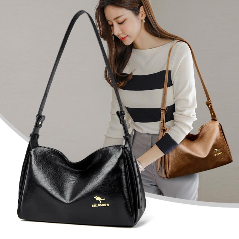 Fashionable Soft Leather Shoulder Bag Soft Shoulder Crossbody Bag for Daily Commute Work Weekend Outings and Ladies' Holiday Gifts