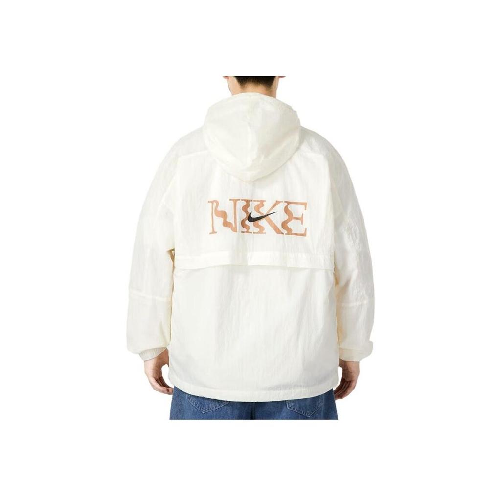 Nike Logo Print Casual Loose Sports Hooded Jacket Men Tops White FQ6999-110