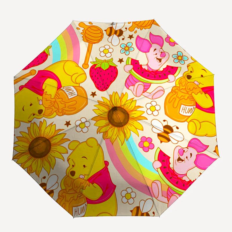 

1pc Winnie-the-PoohDesign Automatic Open/close Folding Umbrella - Compact Travel Umbrella, Heavy-Duty 8-Rib Construction