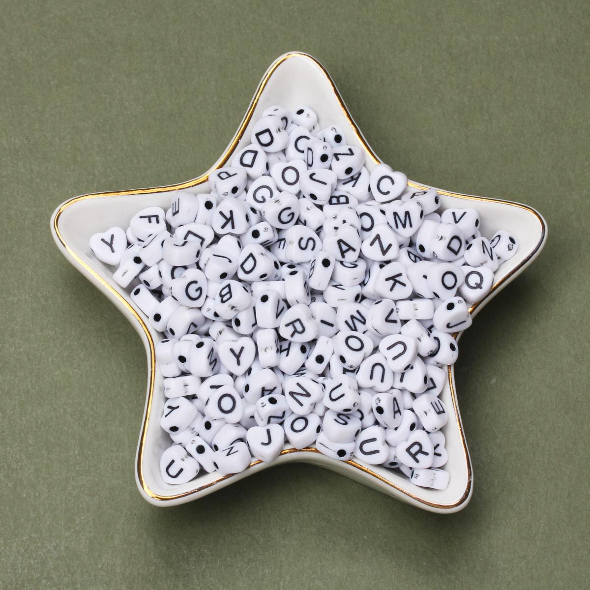 

100 шт./набор акриловых бусин в форме сердца, цветные буквы, свободные бусины с интервалом, изготовление украшений своими руками, аксессуары для браслетов и ожерелий