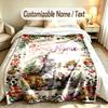 Easter Bunny Theme Soft Blanket Personalized Custom Name Text Print Warm Blanket Home Sofa Bedroom Decor