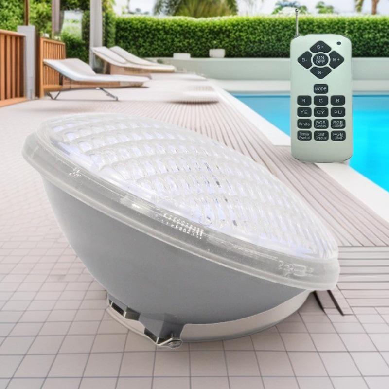 PAR56 IP68 12V Seven-Color Pool Light with Remote Control - Underwater RGB + Warm White/White Light 24W чистый белый