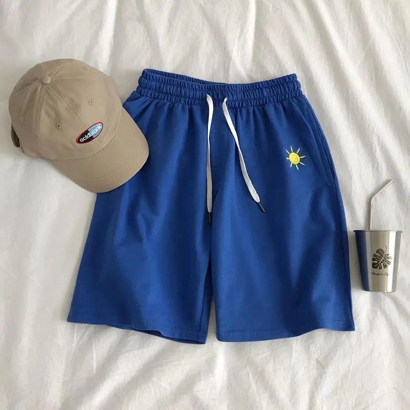 

Летние шорты для мальчиков, милые брюки с пятью точками с принтом, свободные однотонные прямые повседневные пляжные брюки, универсальные мужские брюки M