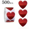 500 folhas por rolo - embalagem em rolo pronta para usar - adesivos de coração para o Dia dos Namorados - presente para casamentos - decoração comercial