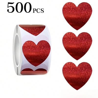 500 Sheets Per Roll - Ready-to-use Roll Packaging - Valentine's Day Heart Stickers - Gift for Weddings - Commercial Decoration