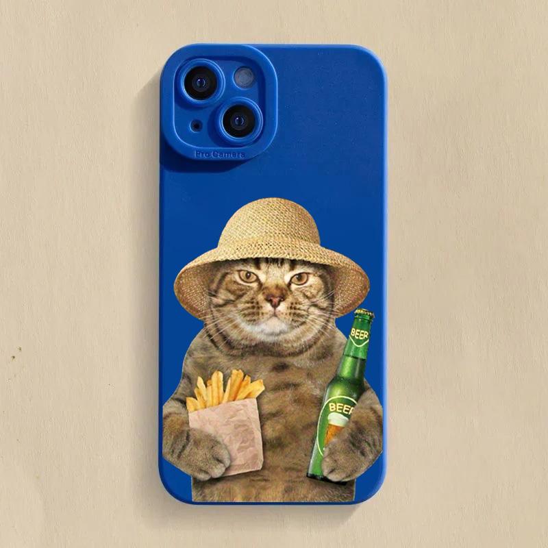 

Cute Beer Cat Pattern Silicone Phone Case For Samsung Galaxy S25 S24 S23 S22 S21 Ultra Plus FE A06 A26 A33 A56 A34 A54 Cover Samsung S22