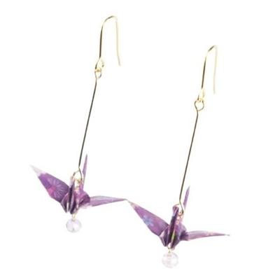 Origami-Kranich-Ohrringe Kirschblüten-Sakura-Muster Chiyogami Damen made Japan handgefertigte traditionelle Accessoires Volljährigkeitszeremonie Eingang