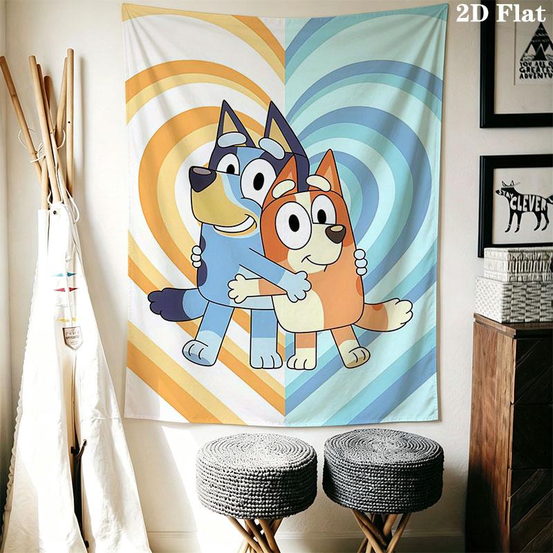 Bluey cartoon Wall Hanging Printed Fabric Blanket Decorative Tapestries for Bedroom Living Room Home Decor