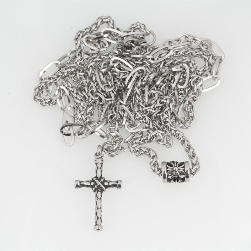 Titanium Steel Cross Pendant Necklace Men Women Minimalist Layered Chain Hip Hop Streetwear Jewelry