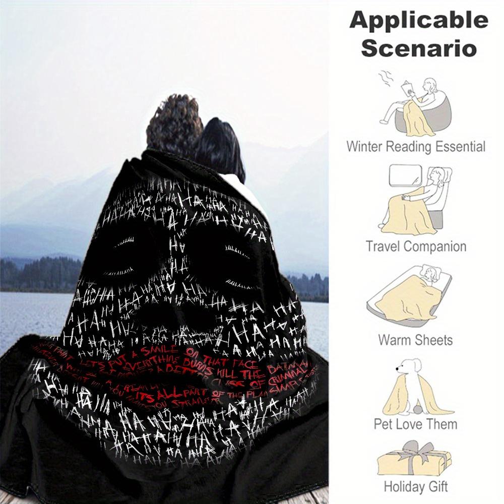 1pc Joker Theme Design Flannel Blanket - 3D Printed Soft Warm, All-Season Lightweight Throw for Camping Travel Bed-080754