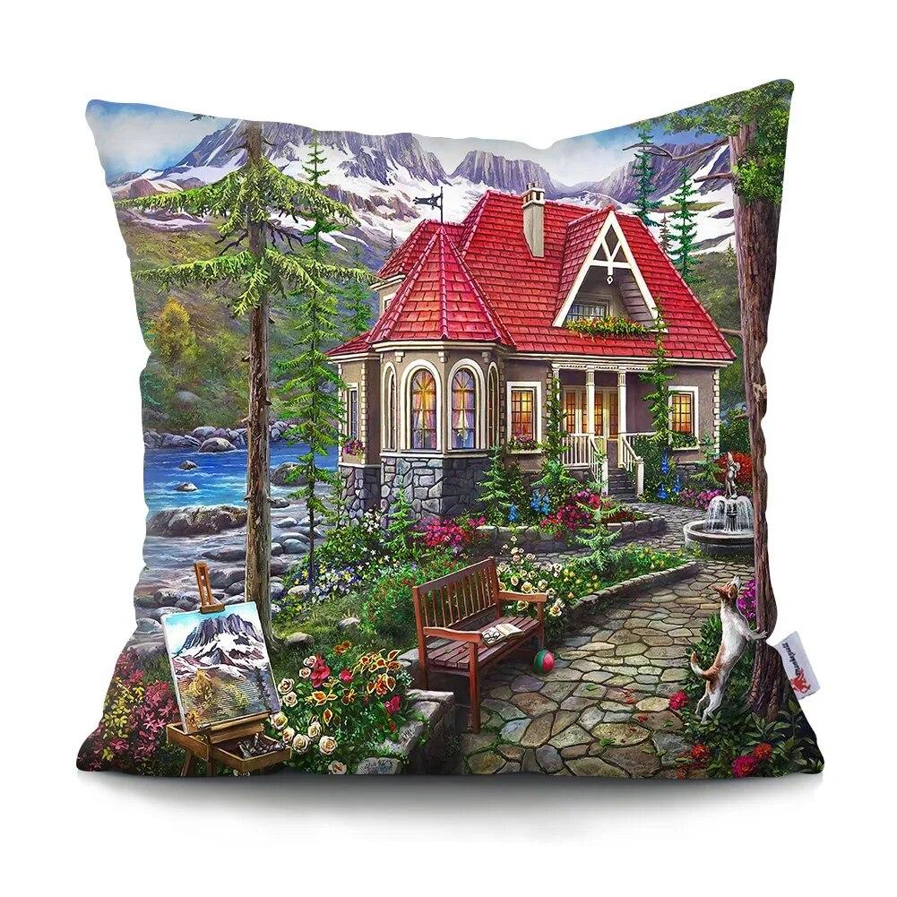 Neverland Ranch Rustic Landscape Pillowcase Polyester Print Sofa Chair Bed Cushion Cover Room Home Decor Embrace Pillowcase