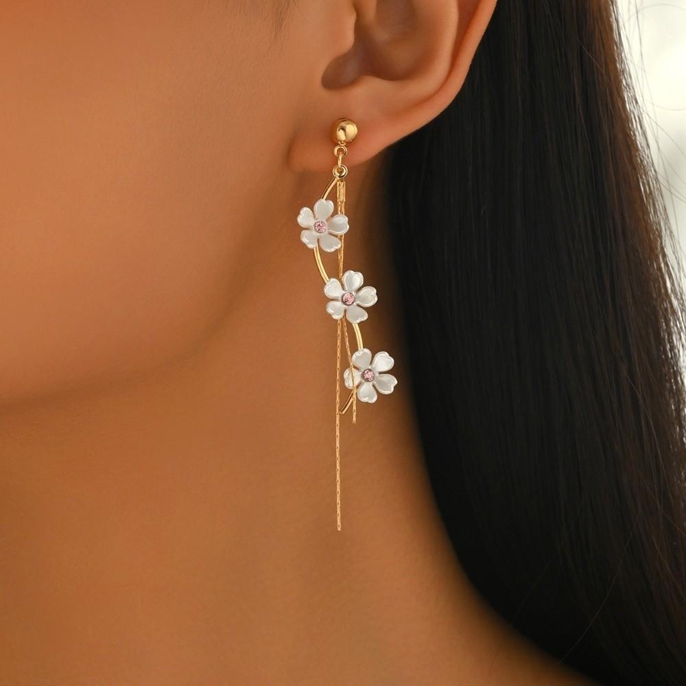 Versatile Pendant Earrings Resin Flower Earrings Elegant Fringe Hoop Earrings  Fashion Events