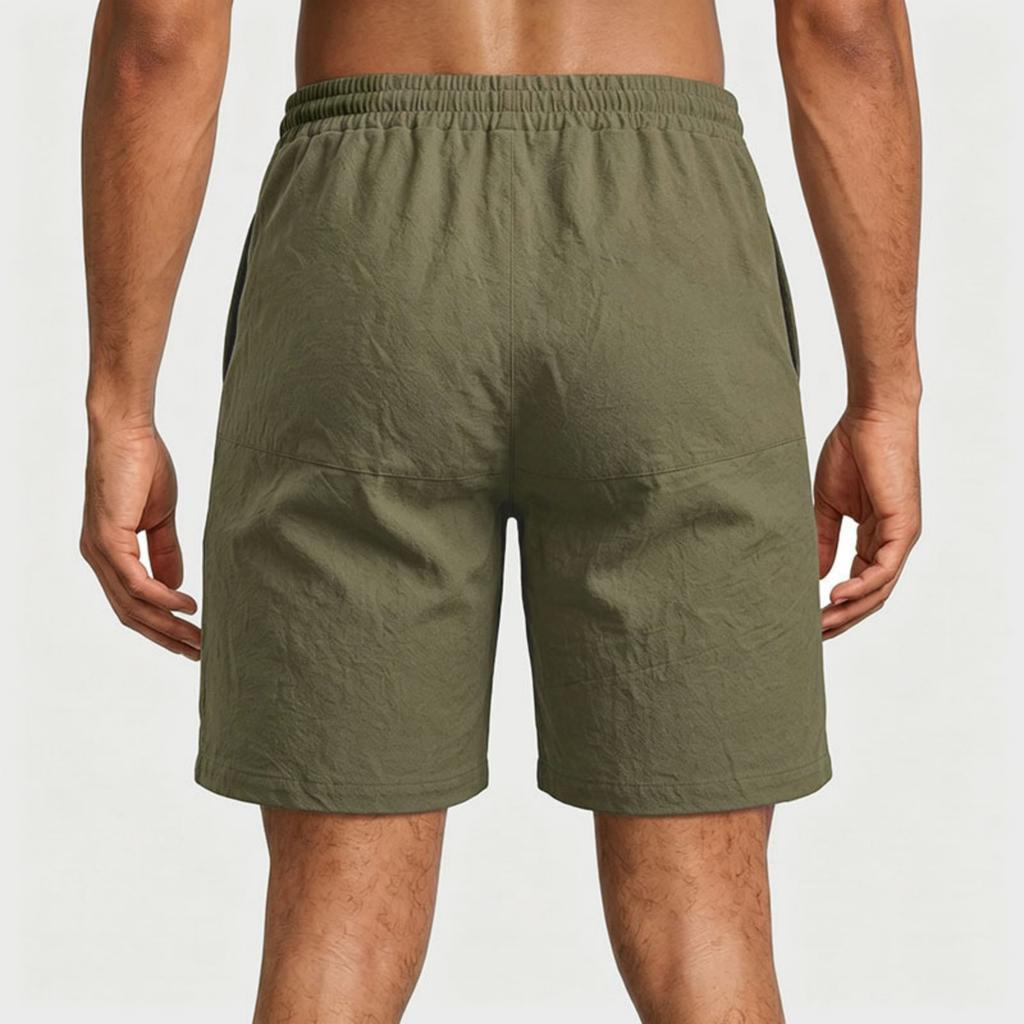 Men Linen Lightweight Breathable Shorts Drawstring Waist Relaxed Fit Elastic Casual Beach Fitness Shorts for Vacation Workout
