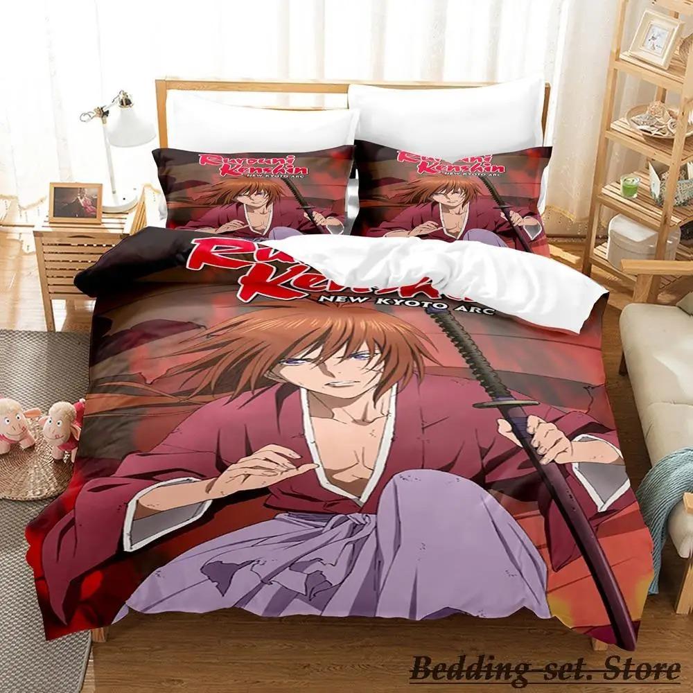 Rurouni Kenshin Bedding Set Single Twin Full Queen King Size Bed Set Adult Kid Bedroom Duvetcover Sets Anime Parure De Lit Bed