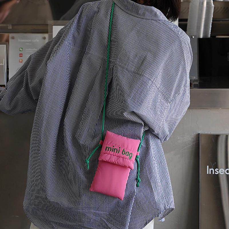Fashion Cute Phone Bag Simple Green Rose Red Shoulder Bag Crossbody Bag Girls Fabric Small Bag Storage Bag Purse Card Holder