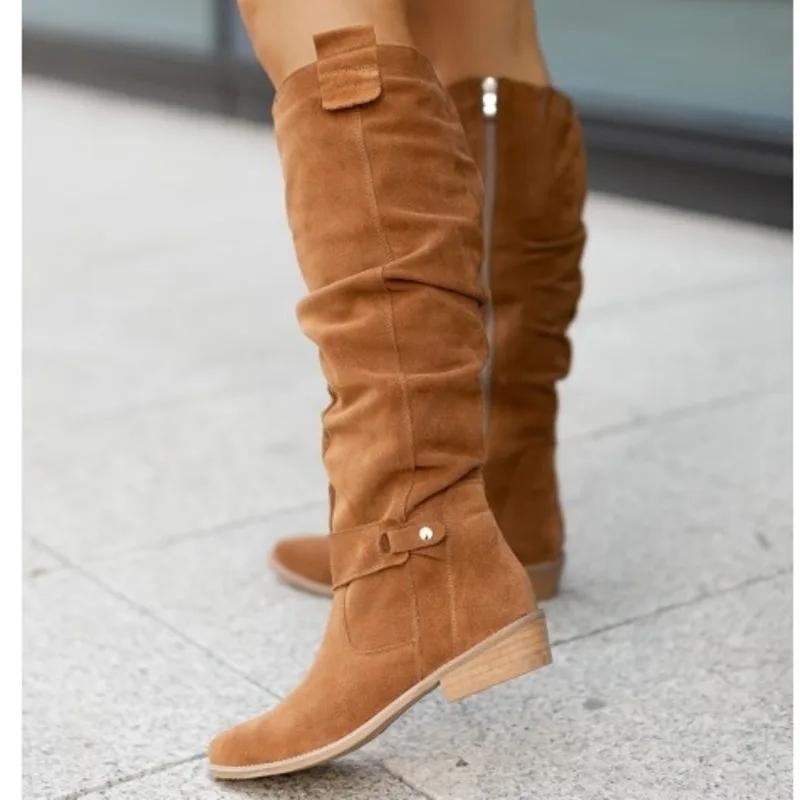 Carnival Low Heel Suede Boots Western Cowboy Boots Women's Ankle Boots Side Zipper Short Boots Stage Role Play Costume Equipment