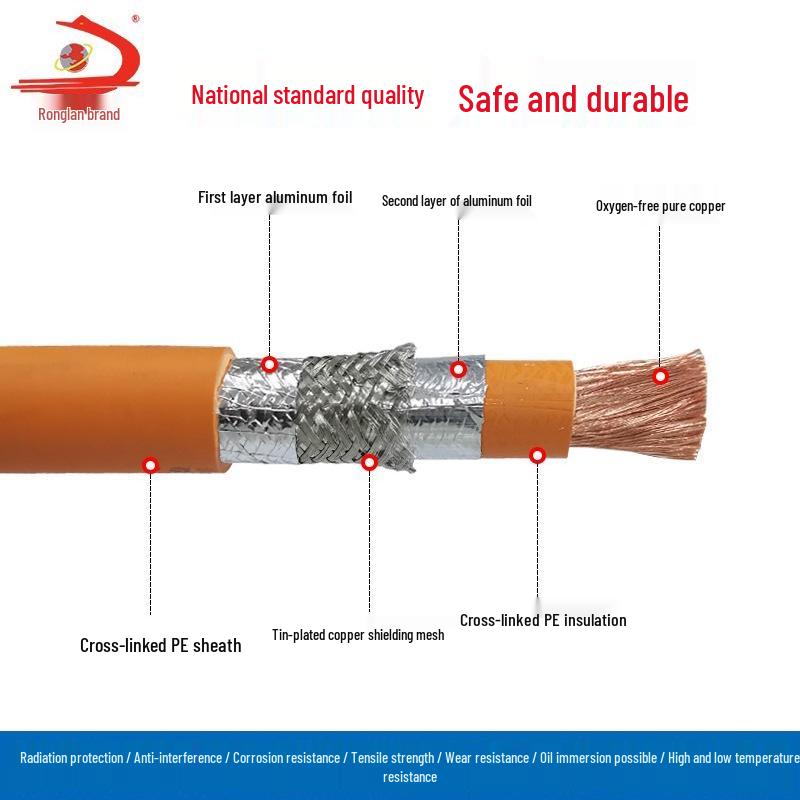 High-Voltage Shielded Automotive Battery Connection Cable 2.5-120 Square for Charging Pile