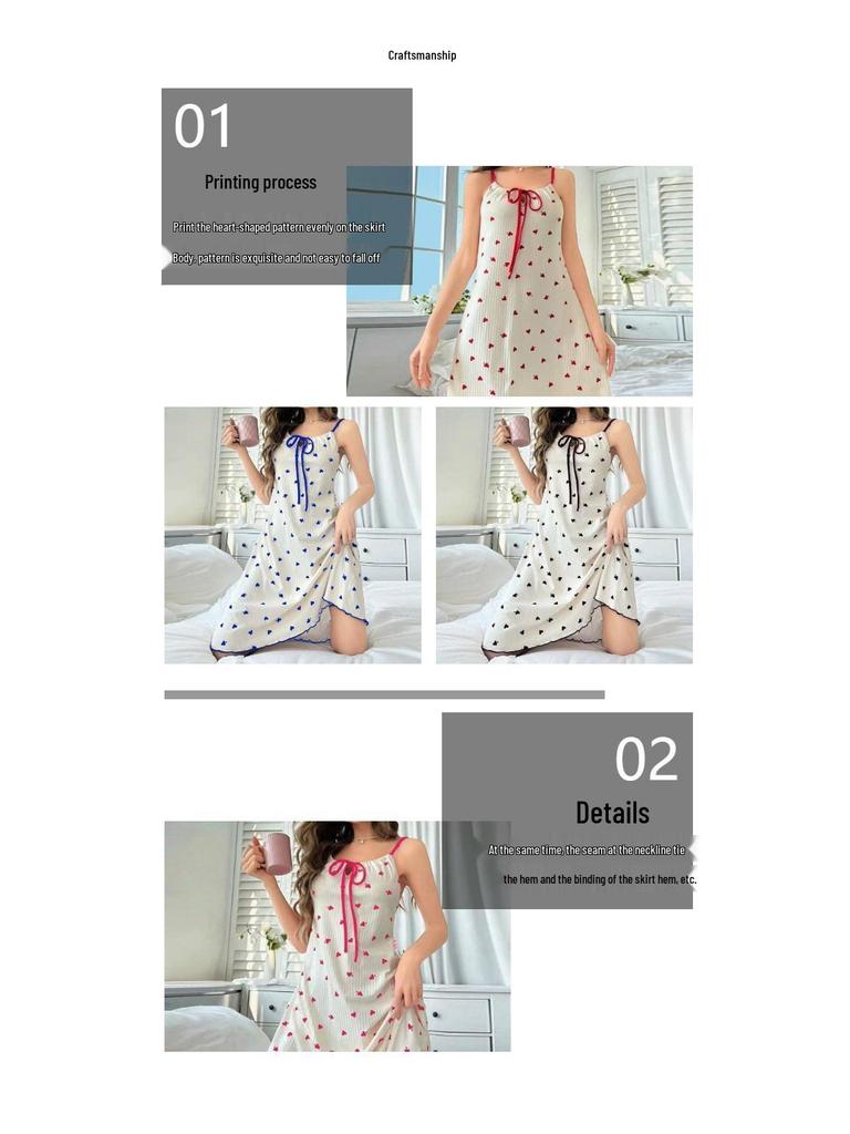 European & American Sexy Casual Lace-up Heart Nightgown - Women's High-end Comfort Homewear 2026.