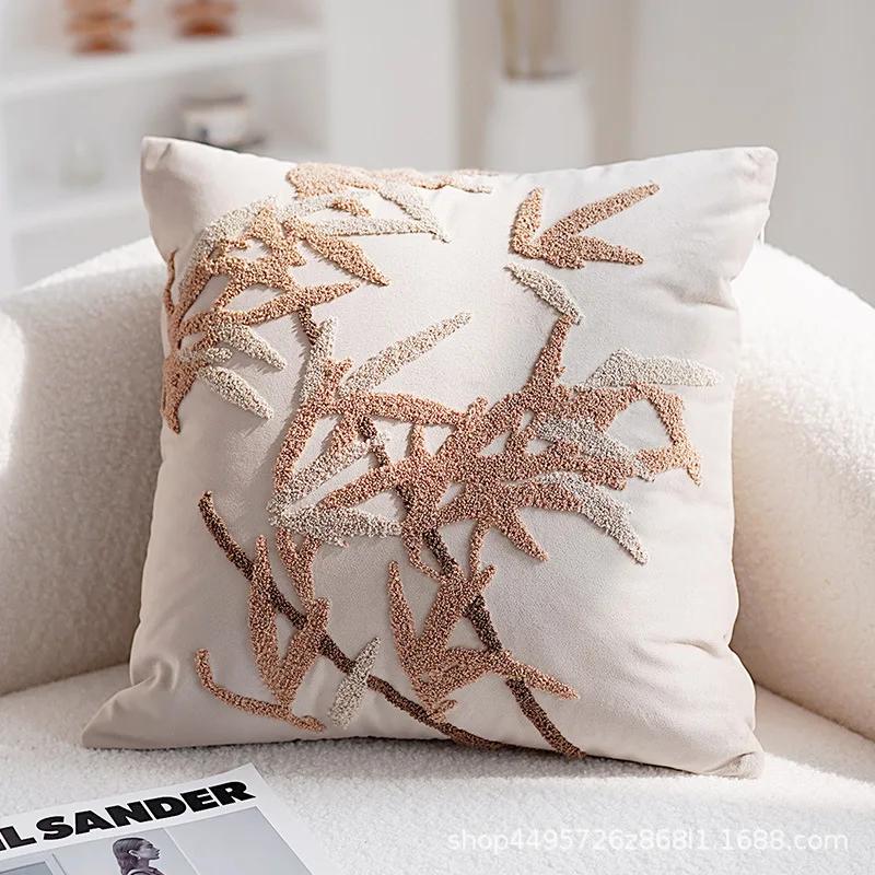 45X45Cm Brown Vintage Nordic Throw Pillow Cover Cream Light Luxury Sofa Cushion Waist Cover Simple Decorative Pillowcases