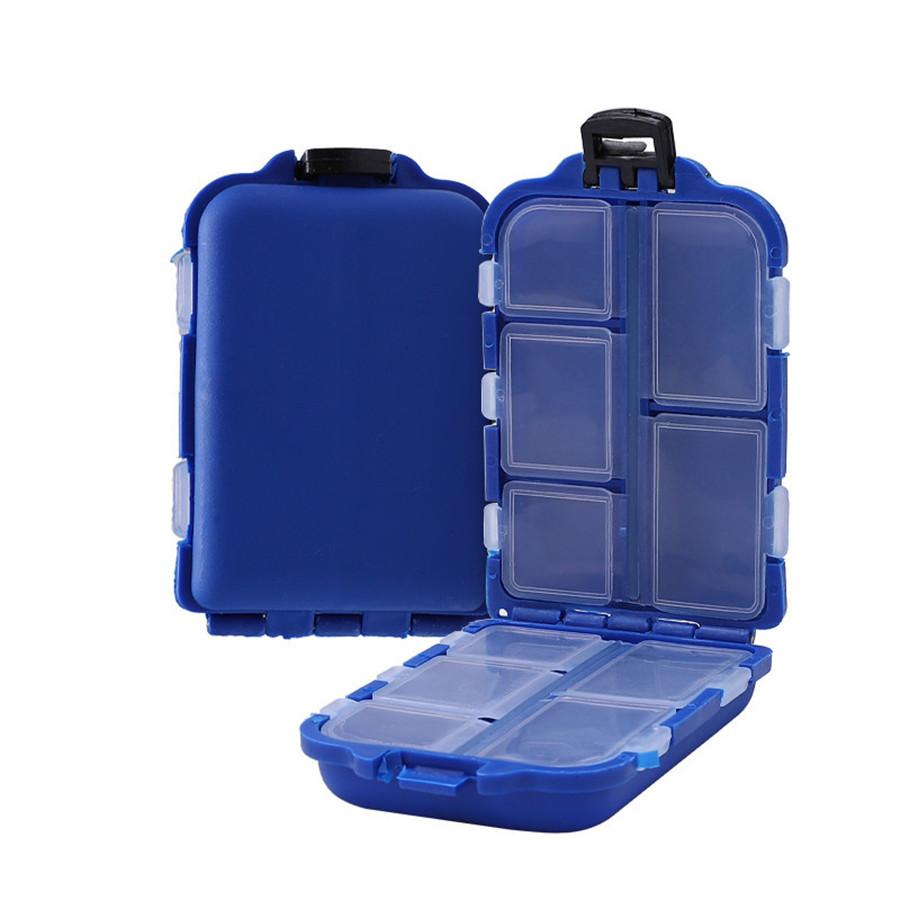 Small Fishing Tackle Box Eco-Friendly Plastic Hook Shrimp Lure Case Tool Box 10 Lattices Fishing Tackle Storage