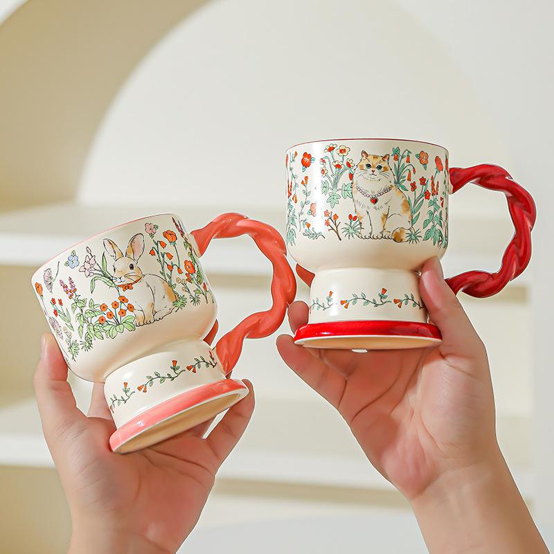 Creative Floral Ceramic Mug for Women with Exquisite and Beautiful Birthday Gifts for Best Friend Coffee Cup Drinking Water Cup