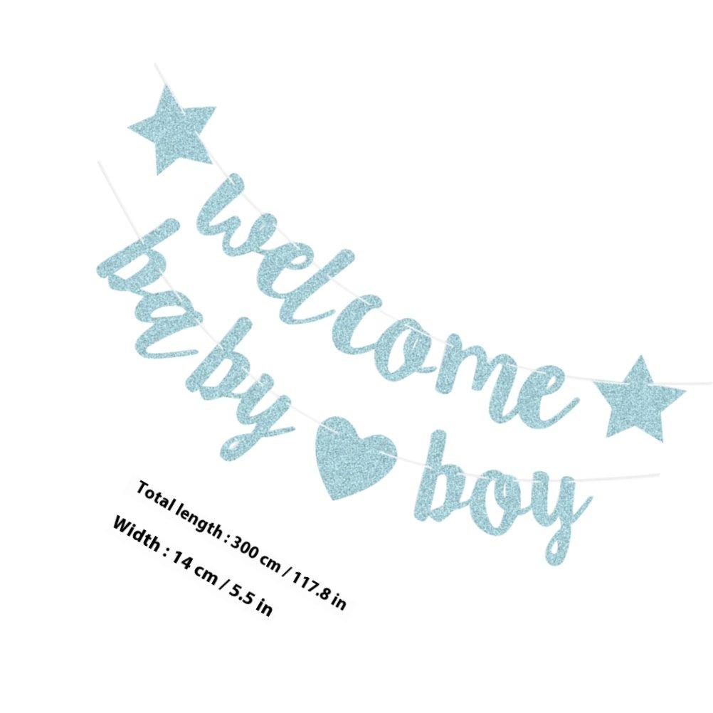 Welcome Baby Banner Glitter Paper Gender Reveal Party Decoration Hanging Flag Baby Shower Birthday Party Supply