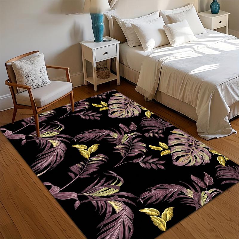 

Tropical Boho Doormat Leaf Pattern Non Slip Washable for Luxury Home Living Room Entryway Boho Decor Dark Welcome Carpet Retroi 40x60CM