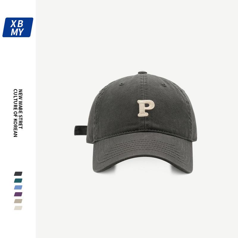 P standard versatile cap men's and women's soft top baseball cap simple big head show face small running sports hat