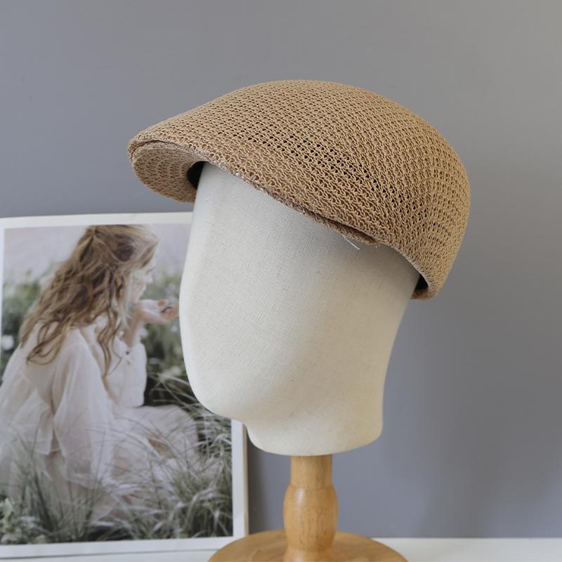 2026 Summer Mesh Breathable Beret for Women  Hollowed Out Casual Duckbill Retro Artist Hat Man Solid Plain Ivy Flat Cap