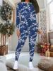 Women's Denim Print 2-Piece Outfit: Long Sleeve Crew Neck Top & Pants, Holiday Limited Casual Party Gift Suit