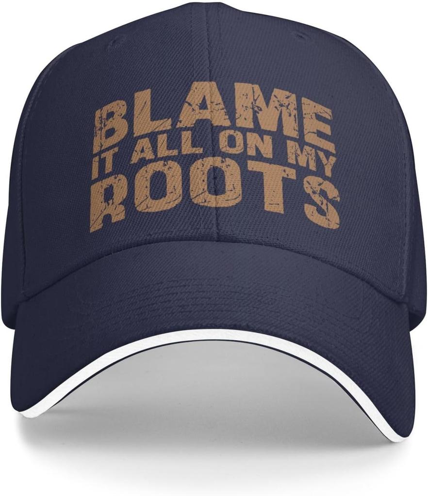 Blame It All On My Roots Baseball Cap Polyester Distressed Graphic Trucker Hat For Adult