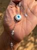 Artisan Crafted 925 Silver Evil Eye Protection Bracelet, Amulet Nazariya, Mother of Pearl Jewelry, Handmade, Handcrafted 7" + 1" Ext, 6.1 Gm
